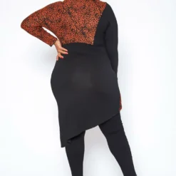 Asoph Plus Size Leopard Contrast High Low Top -Radiant Drape Sales 2017150 487 2