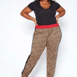 Asoph Plus Size Haute Leopard Jogger Pants