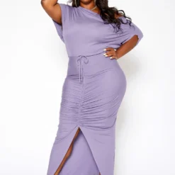 Asoph Plus Size Centered Drawstring Hem Maxi Skirt