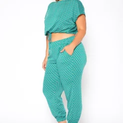 Asoph Plus Size Polka Dot Print Crop Top & Joggers Set 7 Asoph Plus Size Polka Dot Print Crop Top & Joggers Set -Radiant Drape Sales 2017179 103 2