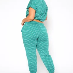 Asoph Plus Size Polka Dot Print Crop Top & Joggers Set 8 Asoph Plus Size Polka Dot Print Crop Top & Joggers Set -Radiant Drape Sales 2017179 103 3