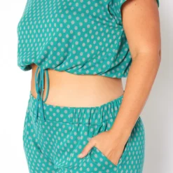 Asoph Plus Size Polka Dot Print Crop Top & Joggers Set 9 Asoph Plus Size Polka Dot Print Crop Top & Joggers Set -Radiant Drape Sales 2017179 103 4