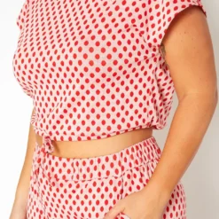 Asoph Plus Size Polka Dot Print Crop Top & Joggers Set 9 Asoph Plus Size Polka Dot Print Crop Top & Joggers Set -Radiant Drape Sales 2017179 110 4