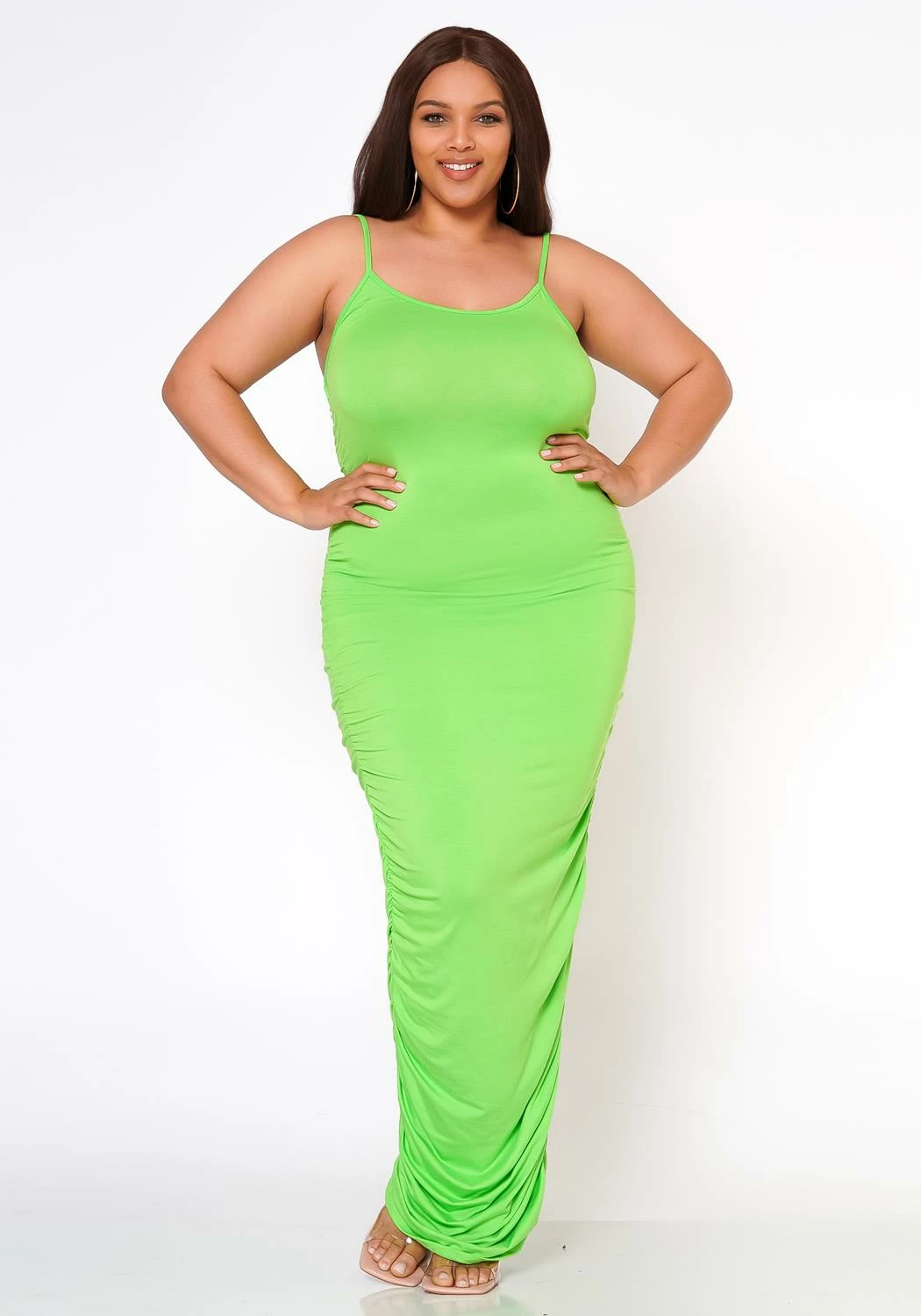 Asoph Plus Size Never Basic Ruched Bodycon Maxi Dress 2 Asoph Plus Size Never Basic Ruched Bodycon Maxi Dress - Image 2