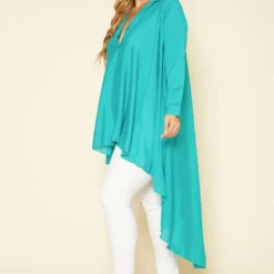 Plus Size Open Collar High To Low Chiffon Blouse -Radiant Drape Sales 2017276 179 2