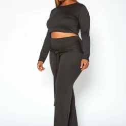 Asoph Plus Size Crop Sweater & Belted Flare Pants Set -Radiant Drape Sales 2017393 001 2