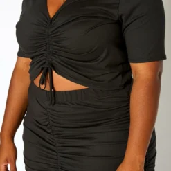 Asoph Plus Size Ruched Crop Top & Pencil Skirt Matching Set 11 Asoph Plus Size Ruched Crop Top & Pencil Skirt Matching Set -Radiant Drape Sales 2017402 001 5