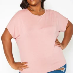 Asoph Plus Size Back Cross Hem Design Tee Shirt