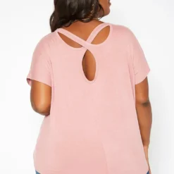 Asoph Plus Size Back Cross Hem Design Tee Shirt -Radiant Drape Sales 2017417 186 3