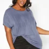 Asoph Plus Size Back Cross Hem Design Tee Shirt