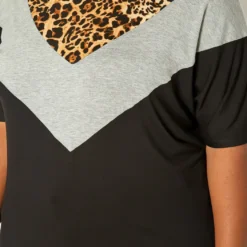 Asoph Plus Size Leopard Chevron Splice Tee Shirt -Radiant Drape Sales 2017431 106 0