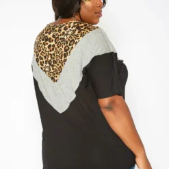 Asoph Plus Size Leopard Chevron Splice Tee Shirt -Radiant Drape Sales 2017431 106 1