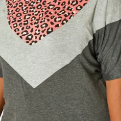 Asoph Plus Size Pink Leopard Chevron Splice Tee Shirt -Radiant Drape Sales 2017432 102 3