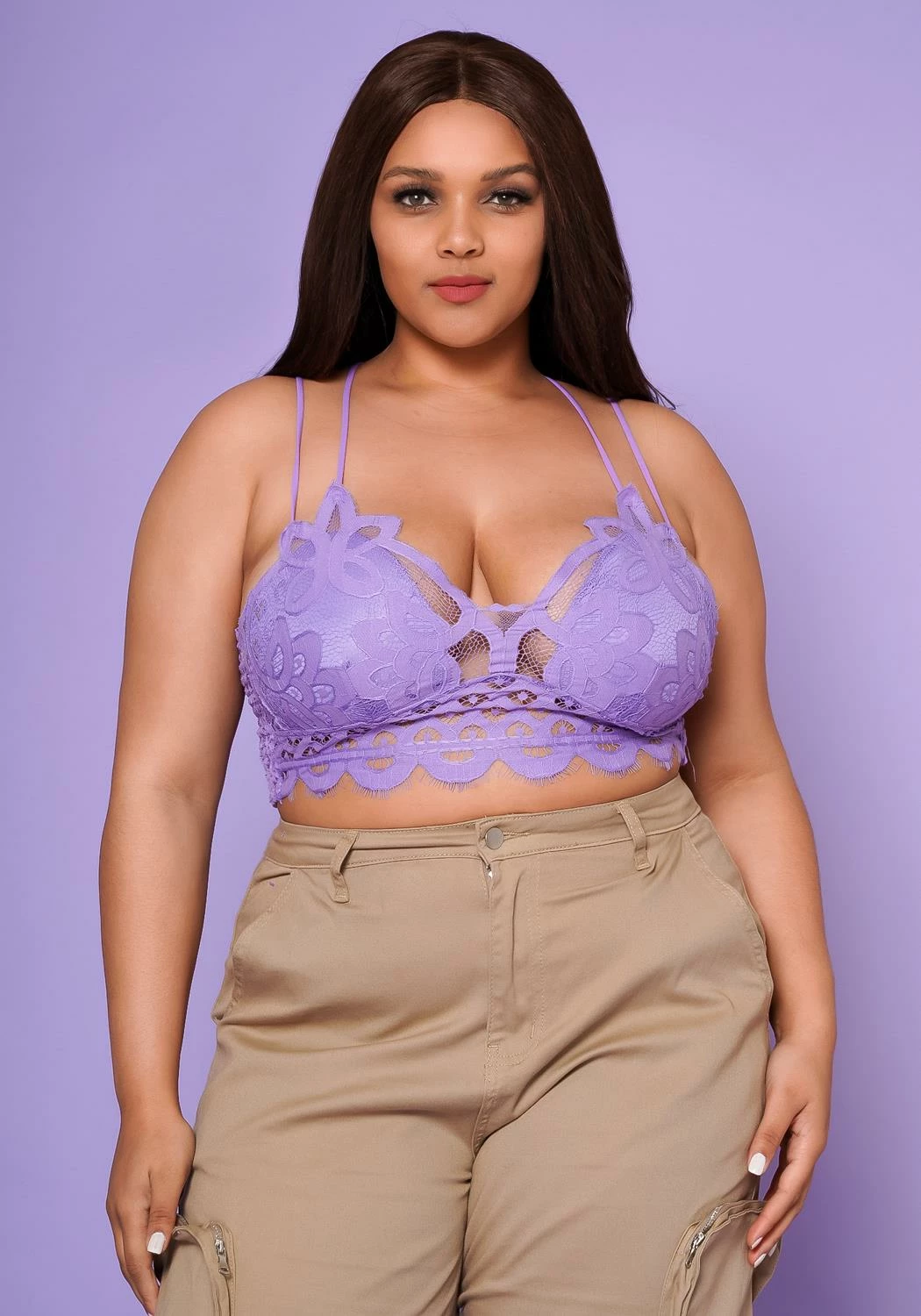 Asoph Plus Size Crochet Cami Crop Top 3 Asoph Plus Size Crochet Cami Crop Top - Image 3