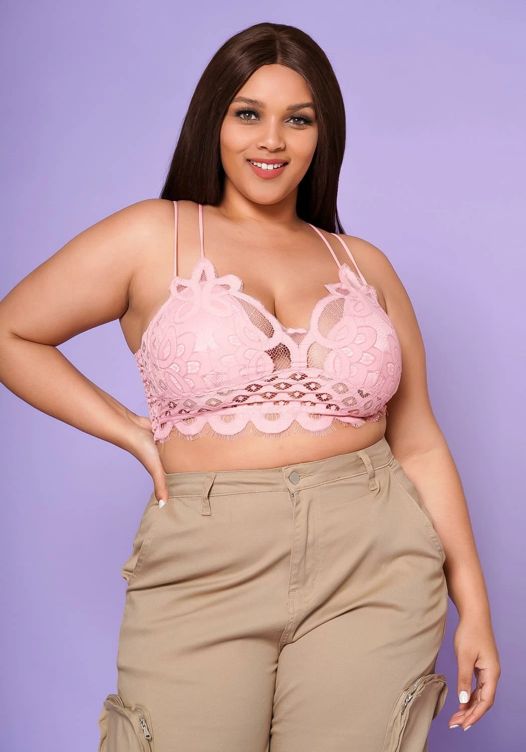 Asoph Plus Size Crochet Cami Crop Top 2 Asoph Plus Size Crochet Cami Crop Top - Image 2