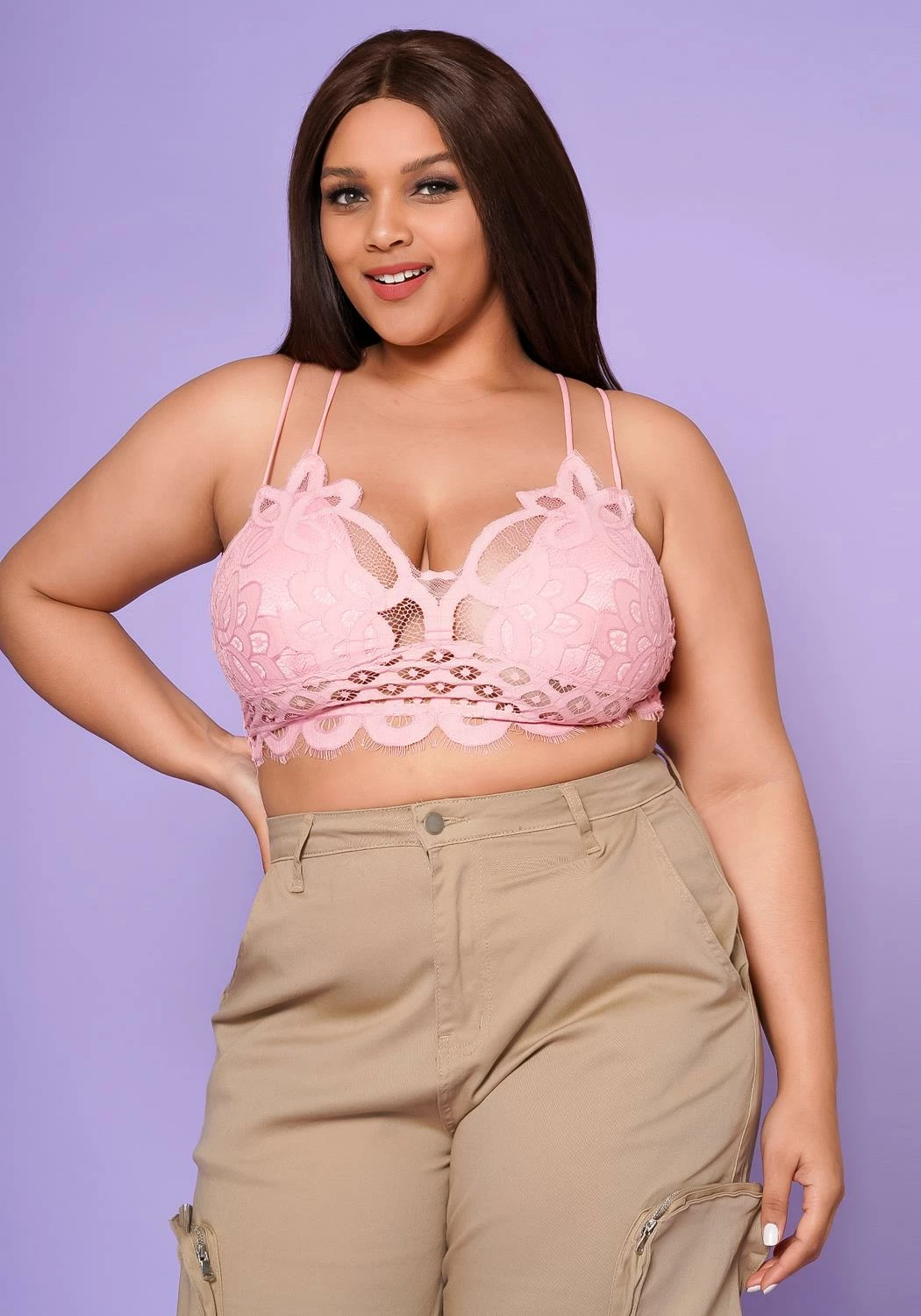 Asoph Plus Size Crochet Cami Crop Top 3 Asoph Plus Size Crochet Cami Crop Top - Image 3