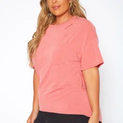 Plus Size Distressed Crew Neck Tee Shirt -Radiant Drape Sales 2017521 144 2