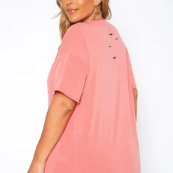 Plus Size Distressed Crew Neck Tee Shirt -Radiant Drape Sales 2017521 144 3