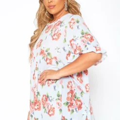 Asoph Plus Size Floral Print Relaxed Fit Tee Shirt -Radiant Drape Sales 2017522 278 2