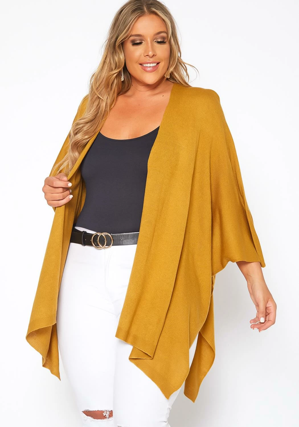 Asoph Plus Size Ribbed Knit Kimono Cardigan 1 Asoph Plus Size Ribbed Knit Kimono Cardigan