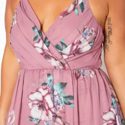 Asoph Plus Size Floral Print Cross Lace Back Maxi Dress -Radiant Drape Sales 2017559 186 4