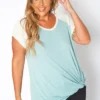 Asoph Plus Size Waffle Knit Baseball Sleeve Tee Shirt