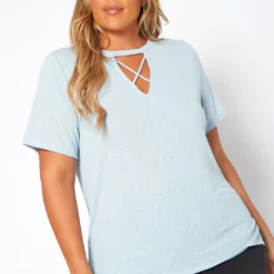 Asoph Plus Size Waffle Knit Crew Neck Tee Shirt