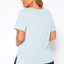 Asoph Plus Size Waffle Knit Crew Neck Tee Shirt -Radiant Drape Sales 2017587 003 3