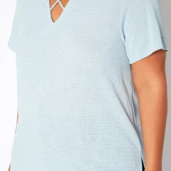 Asoph Plus Size Waffle Knit Crew Neck Tee Shirt -Radiant Drape Sales 2017587 003 4