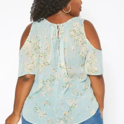 Asoph Plus Size Floral Print Cold Shoulder Top -Radiant Drape Sales 2017619 003 3