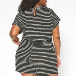 Asoph Plus Size Striped Relaxed Fit Romper 8 Asoph Plus Size Striped Relaxed Fit Romper -Radiant Drape Sales 2017629 001 3