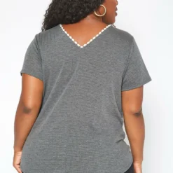 Asoph Plus Size Crochet Trim V Neck Shirt -Radiant Drape Sales 2017630 108 3