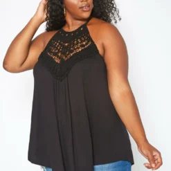 Asoph Plus Size Crochet Hem Cami Top