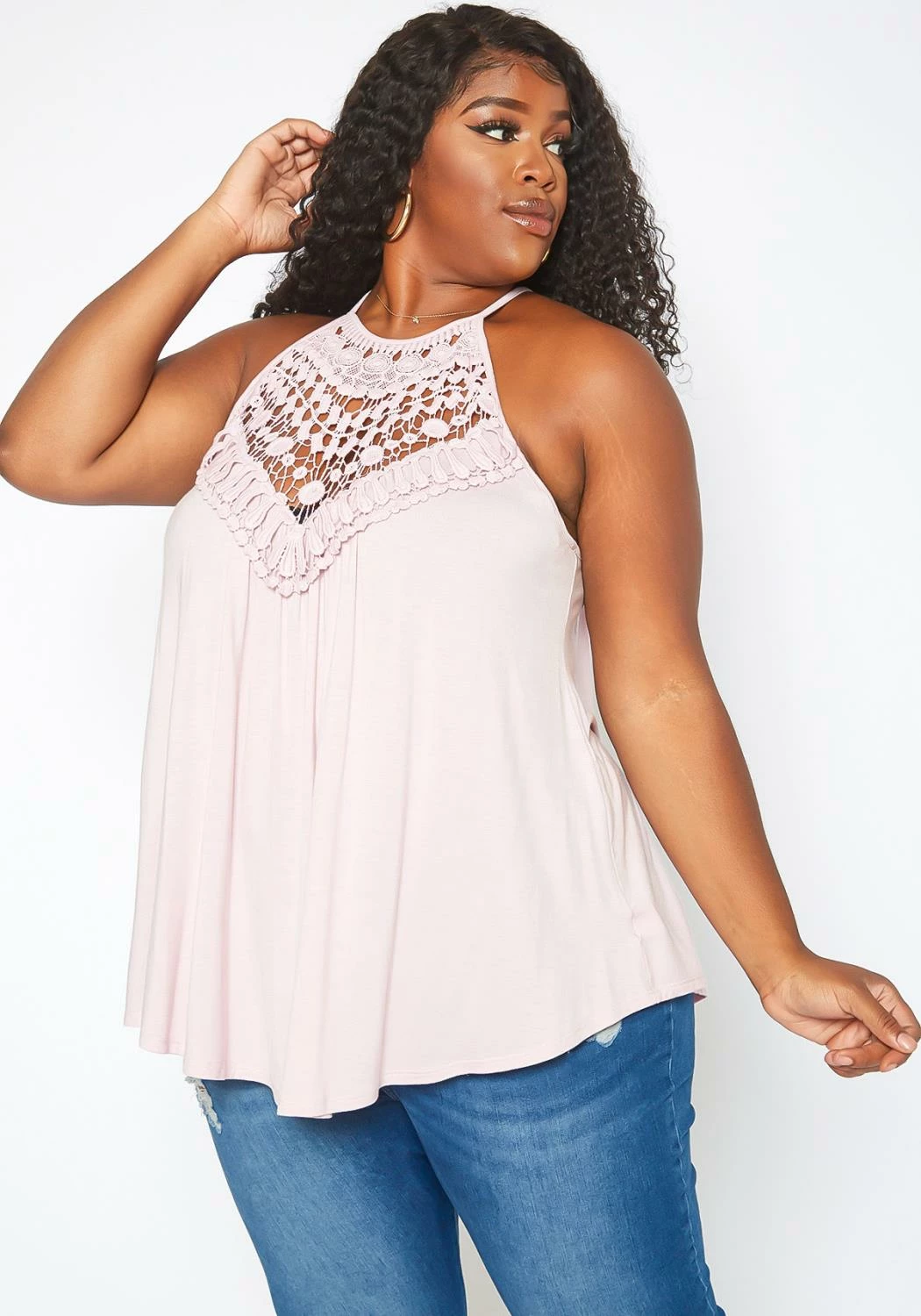 Asoph Plus Size Crochet Hem Cami Top 2 Asoph Plus Size Crochet Hem Cami Top - Image 2