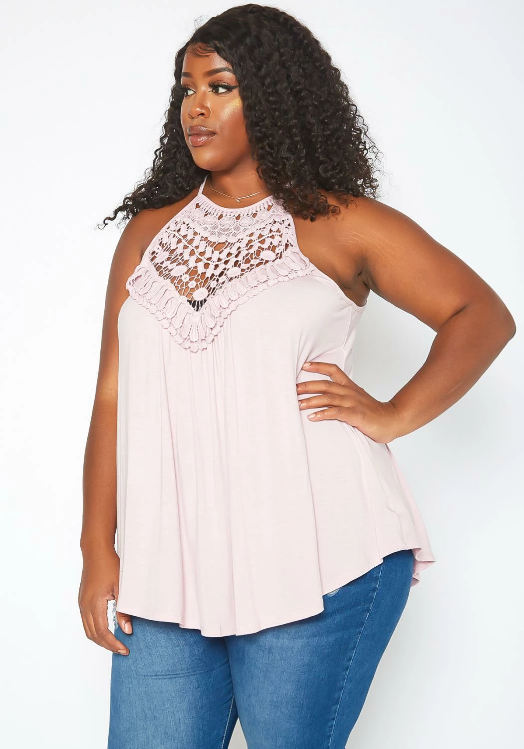 Asoph Plus Size Crochet Hem Cami Top 3 Asoph Plus Size Crochet Hem Cami Top - Image 3