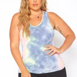 Asoph Plus Size Tie Dye Racerback Tank Top