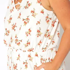 Asoph Plus Size Floral Print Sleeveless Romper -Radiant Drape Sales 2017663 952 4