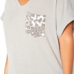 Asoph Plus Size Leopard Pocket Hem V Neck Shirt -Radiant Drape Sales 2017664 107 4