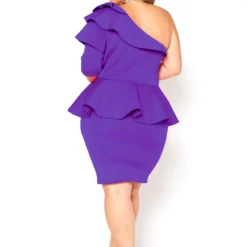 Asoph Plus Size One Shoulder Ruffle Tier Mini Dress 8 Asoph Plus Size One Shoulder Ruffle Tier Mini Dress -Radiant Drape Sales 2017671 002 3