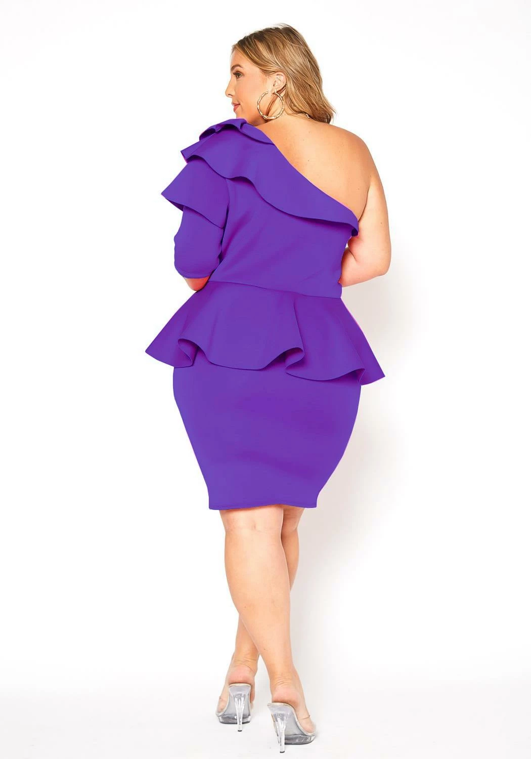 Asoph Plus Size One Shoulder Ruffle Tier Mini Dress 4 Asoph Plus Size One Shoulder Ruffle Tier Mini Dress - Image 4