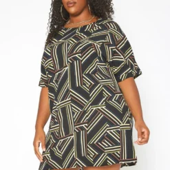 Asoph Plus Size Geometrical Striped Tee Shirt Mini Dress 9 Asoph Plus Size Geometrical Striped Tee Shirt Mini Dress -Radiant Drape Sales 2017673 001 2