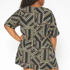 Asoph Plus Size Geometrical Striped Tee Shirt Mini Dress 10 Asoph Plus Size Geometrical Striped Tee Shirt Mini Dress -Radiant Drape Sales 2017673 001 3