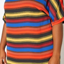 Asoph Plus Size Multi Color Striped Tee Shirt Mini Dress -Radiant Drape Sales 2017674 128 4