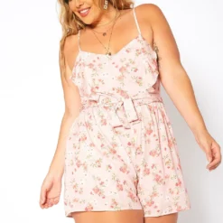 Asoph Plus Size Floral Print Cami Romper