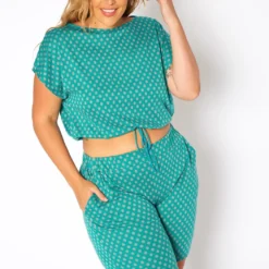 Asoph Plus Size Polka Dot Two Piece Set