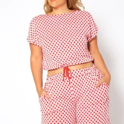 Asoph Plus Size Polka Dot Two Piece Set