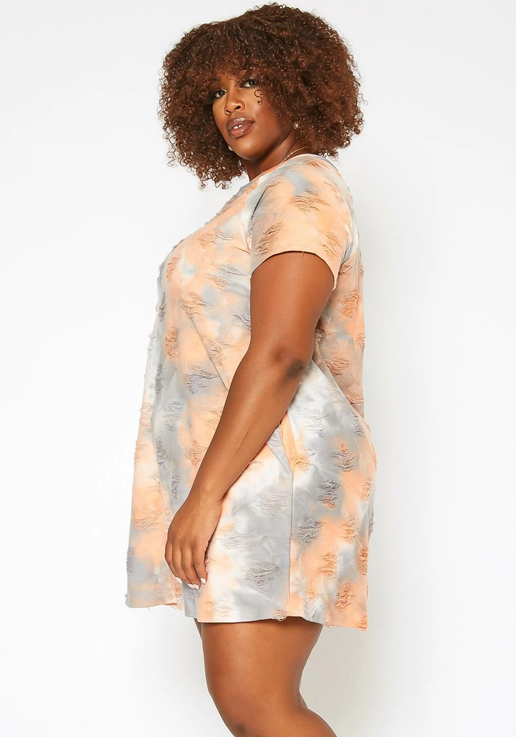 Asoph Plus Size Distressed Tie Dye Mini Dress 3 Asoph Plus Size Distressed Tie Dye Mini Dress - Image 3