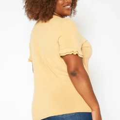 Asoph Plus Size Ruffle Trim V Neck Tee Shirt -Radiant Drape Sales 2017777 159 3