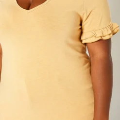 Asoph Plus Size Ruffle Trim V Neck Tee Shirt -Radiant Drape Sales 2017777 159 4