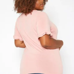 Asoph Plus Size Ruffle Trim V Neck Tee Shirt -Radiant Drape Sales 2017777 162 3